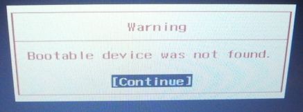 Bootable device was not found